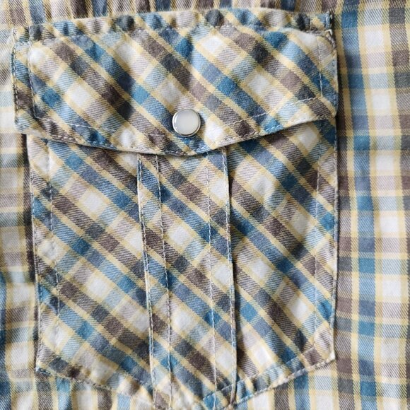 Random Access Pearl Snap Shirt Plaid Flap Pockets Cowboy Western Mens XL - Picture 5 of 14